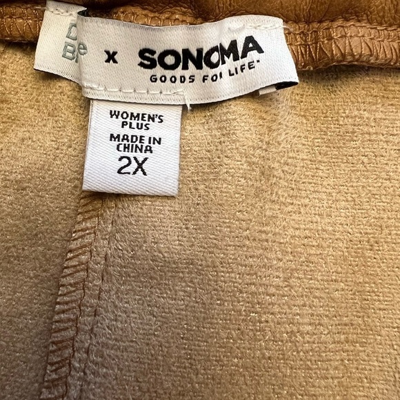 SONOMA Denise Bidot faux leather straight leg pants in tobacco size 2X - Picture 7 of 8